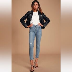 Agolde Nico High Rise Light Blue Slim Leg Jeans - Size 28